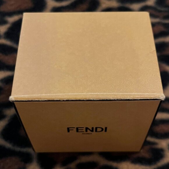 FENDI F's Rhinestone Logo Double ring Ring Metal Gold Size 6 - Picture 5 of 10